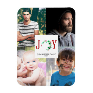 Christmas Photo Collage Joy Family Pictures Magnet