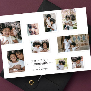 Christmas Photo Collage Modern Joyful Moments Holiday Postcard
