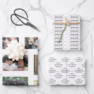 Christmas Photo Collage Modern Joyful Moments Wrapping Paper Sheet