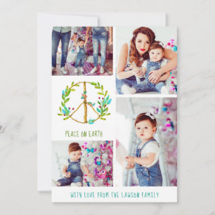 Christmas Photo Collage   Peace on Earth Holiday Card