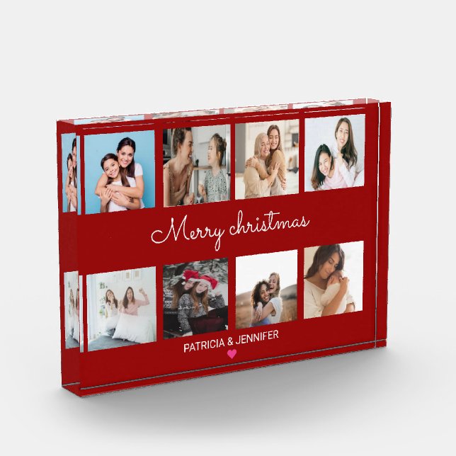 Christmas Photo Collage – Personalised with Script Block (Left)
