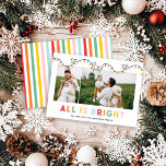 Christmas photo collage rainbow cute fun holiday card<br><div class="desc">Christmas photo collage rainbow cute fun all is bright design. Ideal for a modern family holiday range.</div>