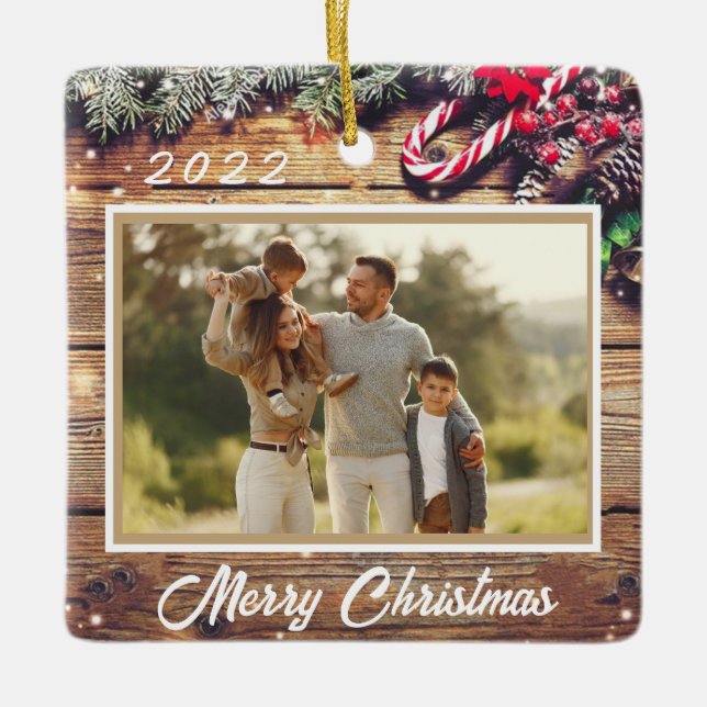 Christmas Photo Customisable Christmas Ornament (Front)