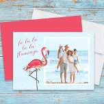 Christmas Photo Cute Beach Pink Tropical Flamingo  Holiday Card<br><div class="desc">This design features a Christmas holiday photo cute lights photo card, with a whimsical fun festive blue pink, a stylish calligraphy script typography, a beach tropical vacation pink flamingo theme, with a unique watercolor blue creative cute, a one 1 landscape vertical photo, a family picture simple template, a Christmas holiday...</div>