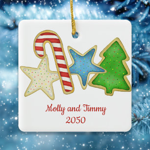 Christmas Photo Cute Colourful Whimsical Cookie  Ceramic Ornament