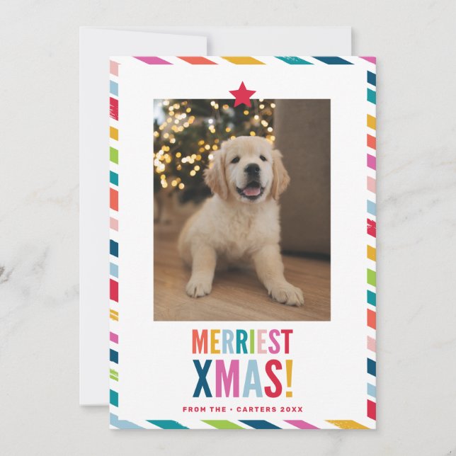 CHRISTMAS PHOTO cute modern minimal bold colours Holiday Card (Front)