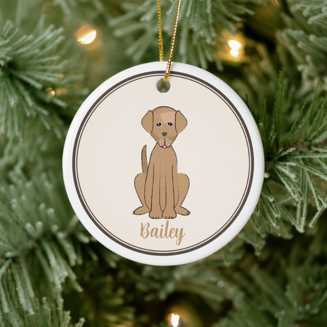 Christmas Photo Cute Puppy Dog Labrador  Ceramic Tree Decoration (Tree)
