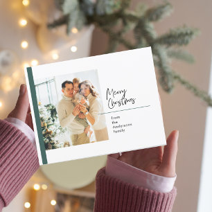 Christmas Photo Family Card GreenMerry Christmas