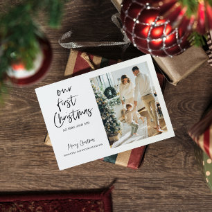 Christmas Photo Family   Our First Christmas Postc Postcard