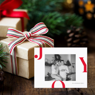 Christmas Photo Family   Red Joy Postcard
