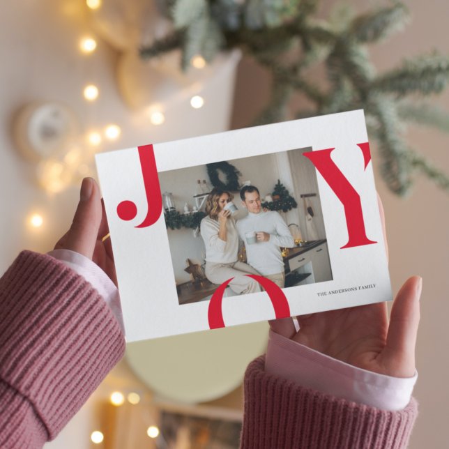 Christmas Photo Family | Red Joy Postcard (Creator Uploaded)