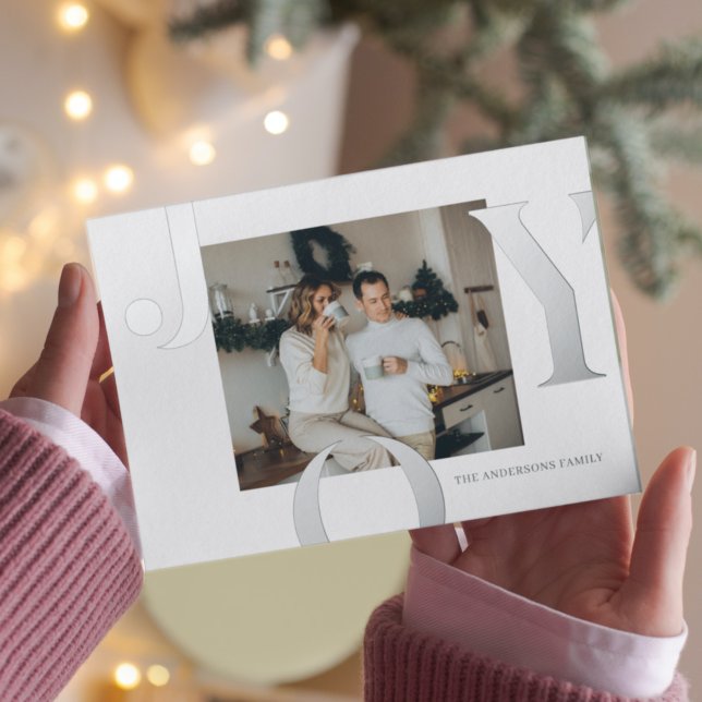 Christmas Photo Family | Silver Joy Postcard (Creator Uploaded)