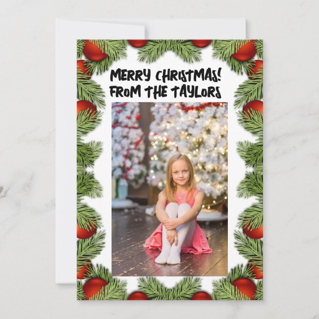 CHRISTMAS PHOTO FLAT SCRIPT GREETING CARD CUSTOM (Front)