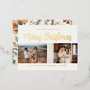 Christmas photo foil holiday postcard