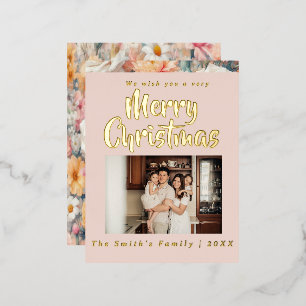 Christmas photo foil holiday postcard