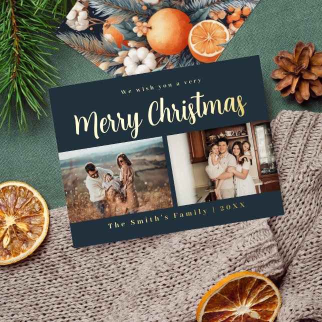 Christmas photo foil holiday postcard (photo christmas card with gold foil)