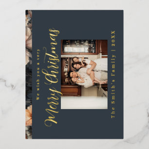Christmas photo foil holiday postcard