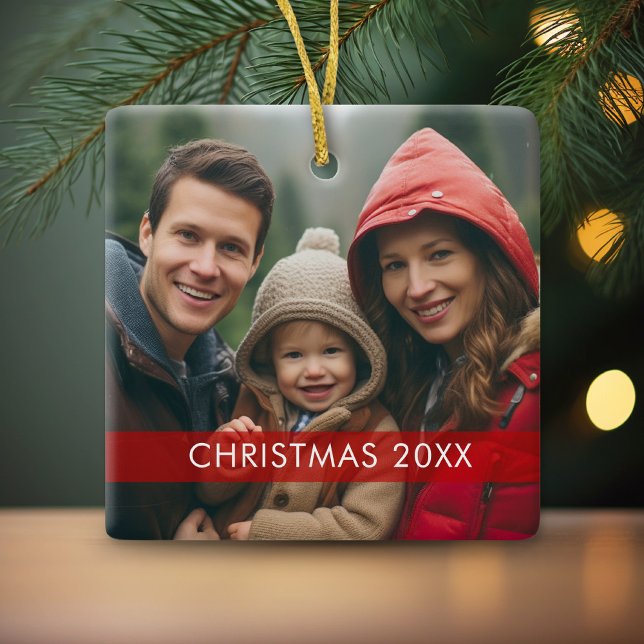 Christmas Photo Frame - Modern Ceramic Tree Decoration (Personalized photo ornament)