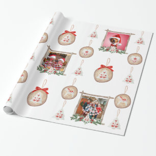 Christmas Photo Frame & Ornaments Wrapping Paper
