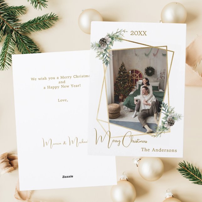 Christmas photo geometric gold modern holiday card (Creator Uploaded)