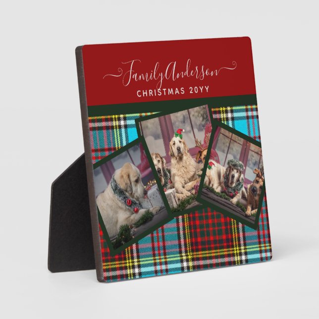 CHRISTMAS PHOTO GIFT - Anderson Tartan Collage Plaque (Front)