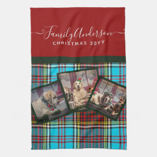 CHRISTMAS PHOTO GIFT - Anderson Tartan Collage Tea Towel