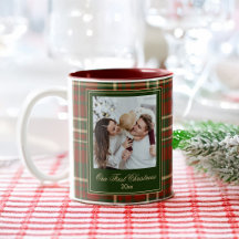 Christmas photo gifts red green plaid elegant cust