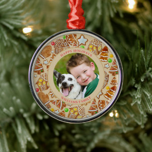 Christmas Photo Gingerbread Metal Tree Decoration