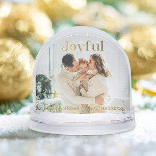 Christmas Photo Gold Joyful Text Snow Globe