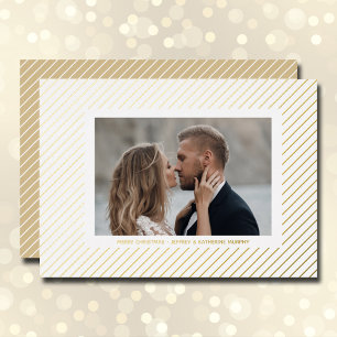 Christmas Photo Gold Pinstripe Foil Holiday Card