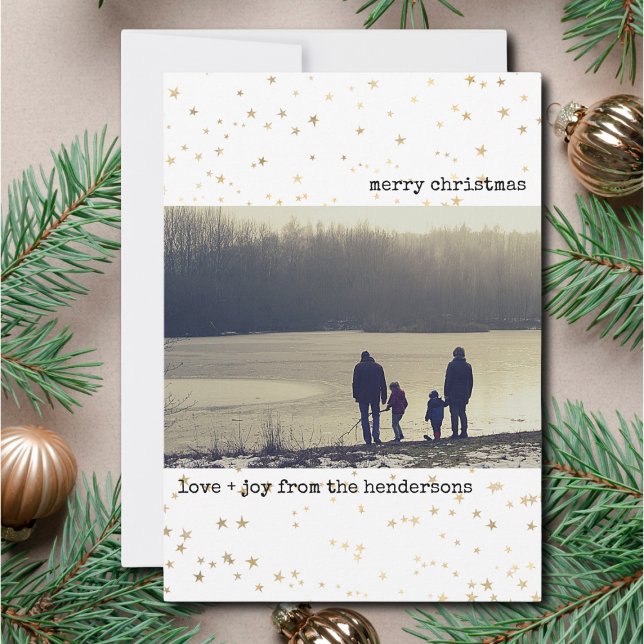 Christmas Photo Gold Stars Holiday Card (Creator Uploaded)