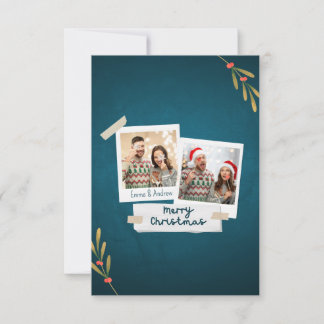 Christmas Photo Greeting Card with Green Texts
