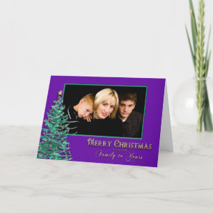 Christmas Photo Greeting - Purple/Teal Holiday Card