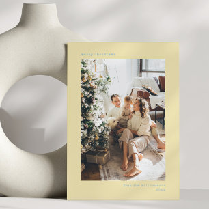 Christmas Photo Handwritten Letter Yellow Blue Holiday Card