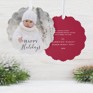Christmas Photo Happy Holidays Tree Decoration Card