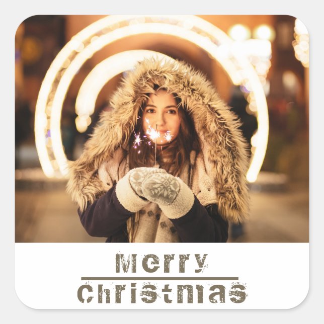 Christmas Photo Holiday Square Sticker (Front)