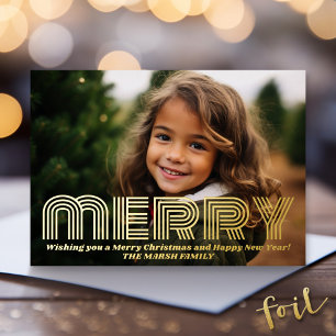 Christmas Photo - horizontal with Gold MERRY Foil Holiday Card