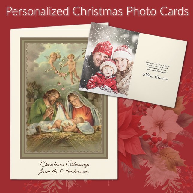 Christmas Photo Jesus Virgin Mary St Joseph  Holiday Card (Creator Uploaded)
