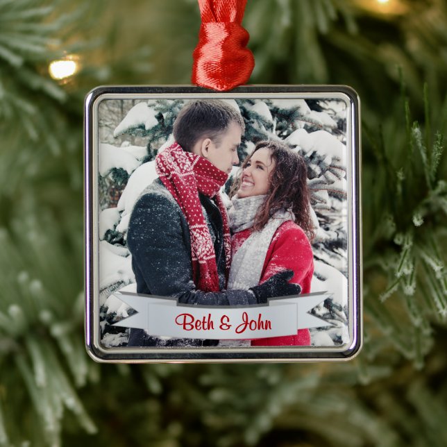 Christmas Photo, Keepsake, Silver Metal Tree Decoration (Tree)