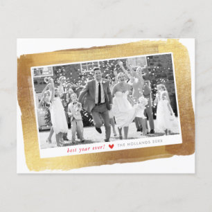 CHRISTMAS photo luxe glam gold brushed frame Holiday Postcard