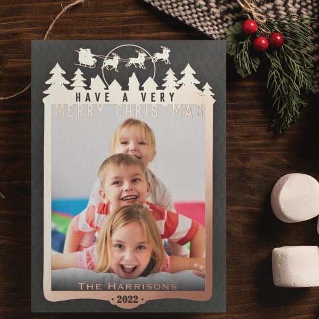Christmas Photo | Metallic & Black Elegant Modern Foil Holiday Card (Creator Uploaded)