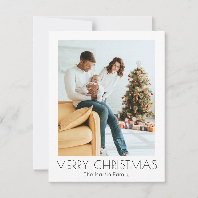 Christmas Photo Minimal Modern Simple Holiday Card (Front)