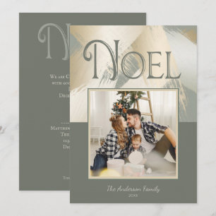 Christmas Photo Modern Gold Strokes Dinner Party Invitation
