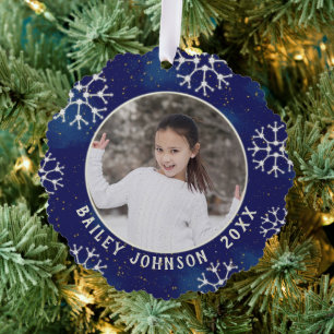 Christmas Photo Monogram Constellation Pattern Tree Decoration Card