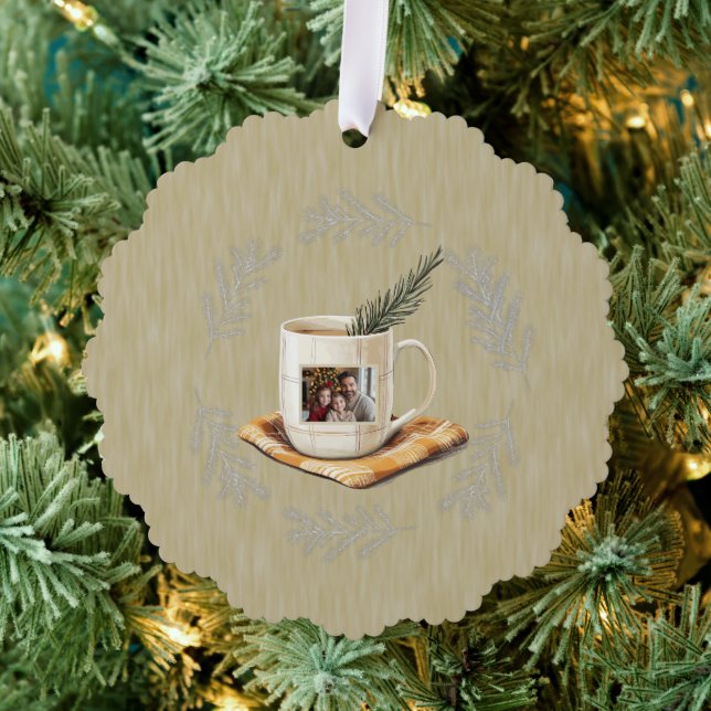 Christmas Photo Mug Pine Branches  Tree Decoration Card (Insitu (Tree))