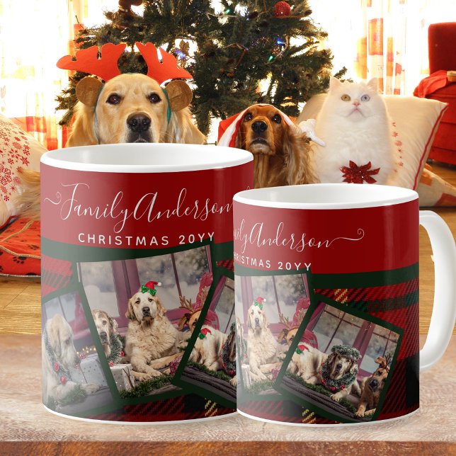 Christmas PHOTO Mug - Red Tartan Collage (Creator Uploaded)