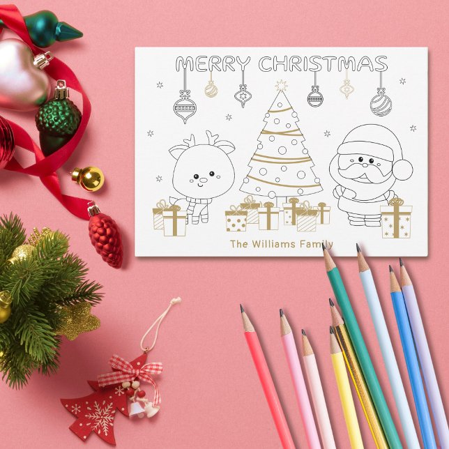 Christmas Photo Name Custom Colouring Fun Cute Holiday Card (Creator Uploaded)