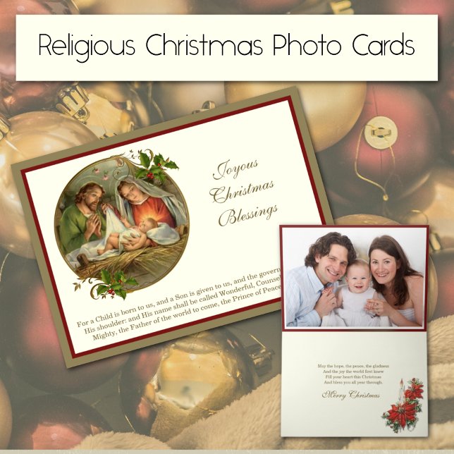 Christmas Photo Nativity Jesus Mary Joseph Holiday Card (Religious Vintage Christmas Photo Cards with Nativity of Jesus )