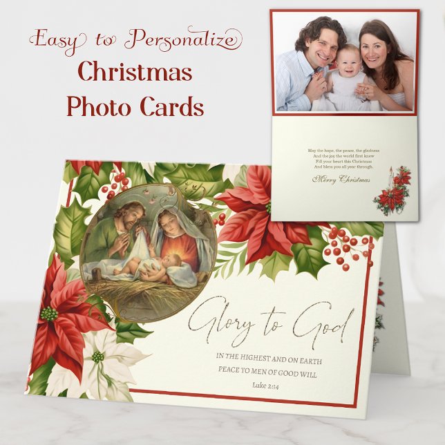 Christmas Photo Nativity Jesus Mary Joseph Holiday Card (Creator Uploaded)