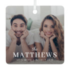 Christmas Photo Ornament | Modern Couple Name